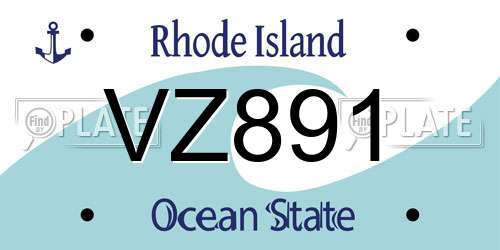 VZ891 Rhode Island License Plate