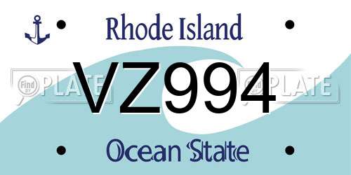 VZ994 Rhode Island License Plate