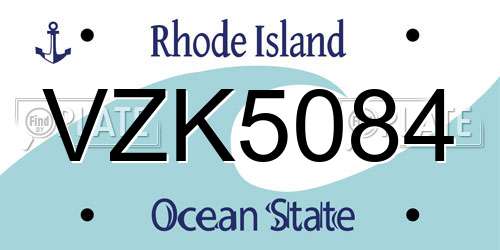 VZK5084 Rhode Island License Plate