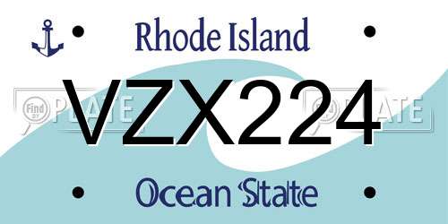 VZX224 Rhode Island License Plate