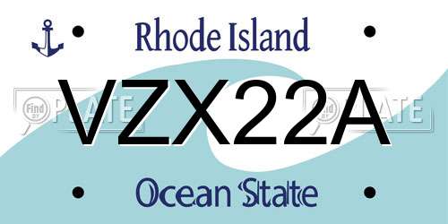 VZX22A Rhode Island License Plate