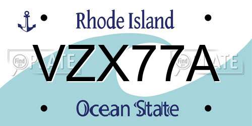 VZX77A Rhode Island License Plate