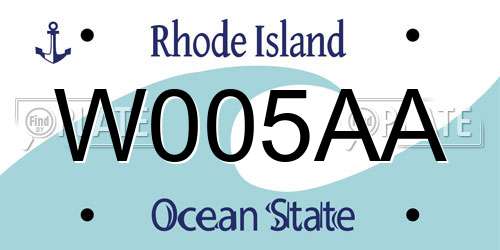 W005AA Rhode Island License Plate