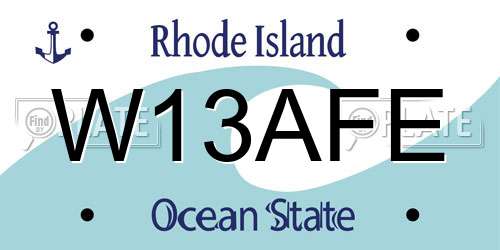 W13AFE Rhode Island License Plate