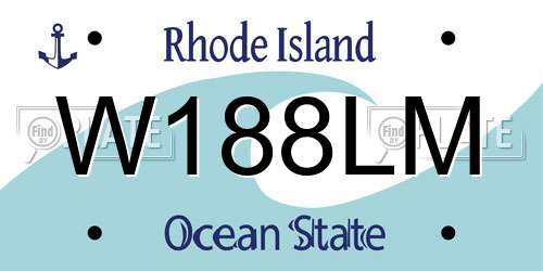 W188LM Rhode Island License Plate