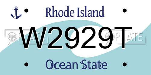W2929T Rhode Island License Plate