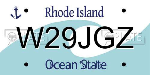 W29JGZ Rhode Island License Plate