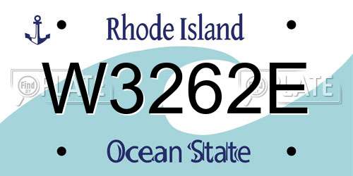 W3262E Rhode Island License Plate