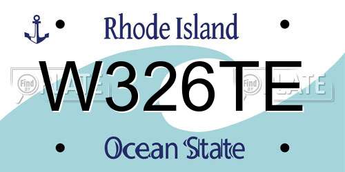 W326TE Rhode Island License Plate