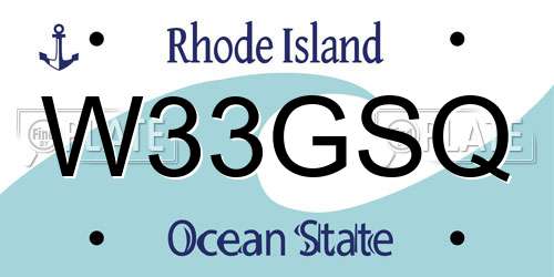W33GSQ Rhode Island License Plate
