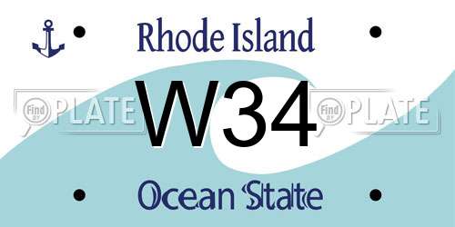 W34 Rhode Island License Plate