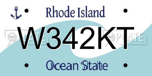 W342KT Rhode Island License Plate