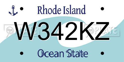 W342KZ Rhode Island License Plate