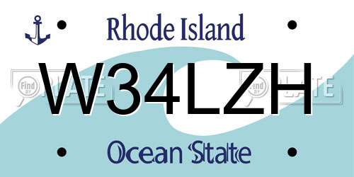 W34LZH Rhode Island License Plate