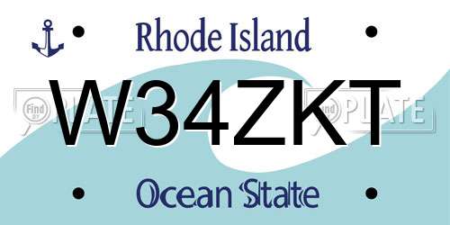 W34ZKT Rhode Island License Plate