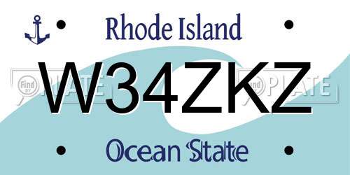 W34ZKZ Rhode Island License Plate
