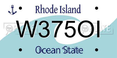 W375OI Rhode Island License Plate