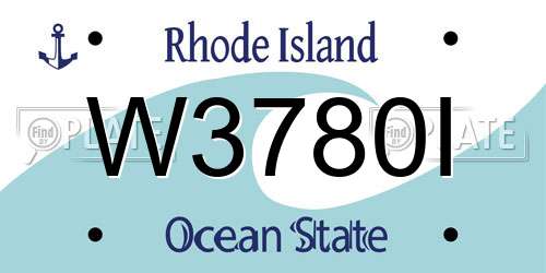 W3780I Rhode Island License Plate