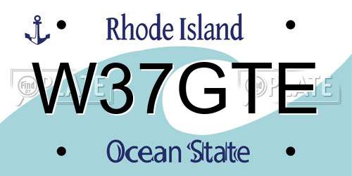 W37GTE Rhode Island License Plate