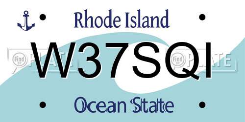 W37SQI Rhode Island License Plate