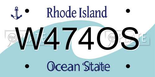 W474OS Rhode Island License Plate