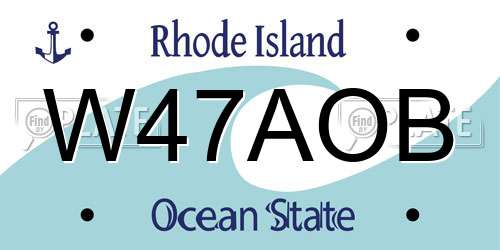 W47AOB Rhode Island License Plate