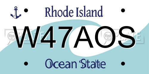 W47AOS Rhode Island License Plate
