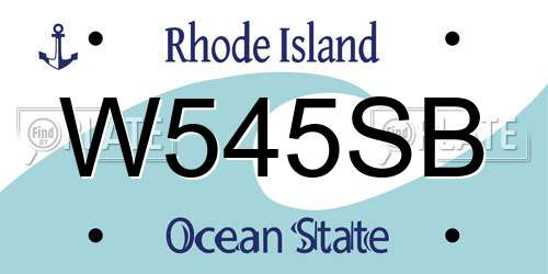 W545SB Rhode Island License Plate