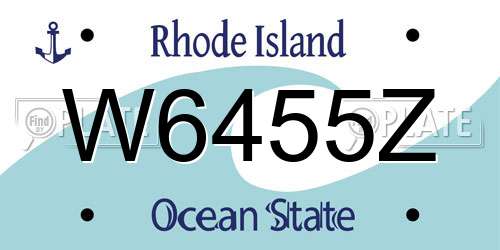 W6455Z Rhode Island License Plate