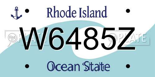 W6485Z Rhode Island License Plate