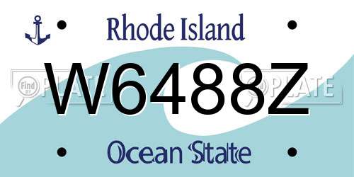 W6488Z Rhode Island License Plate