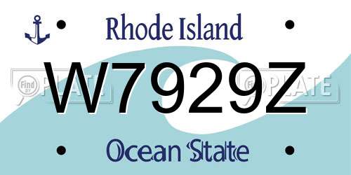 W7929Z Rhode Island License Plate