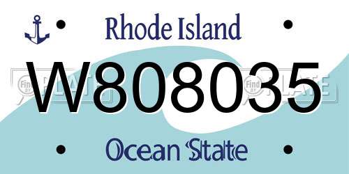 W808035 Rhode Island License Plate