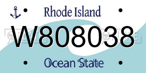 W808038 Rhode Island License Plate