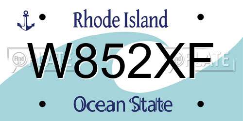 W852XF Rhode Island License Plate