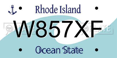 W857XF Rhode Island License Plate