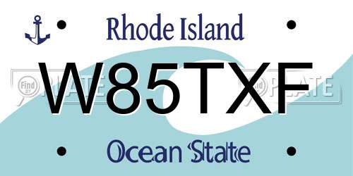 W85TXF Rhode Island License Plate