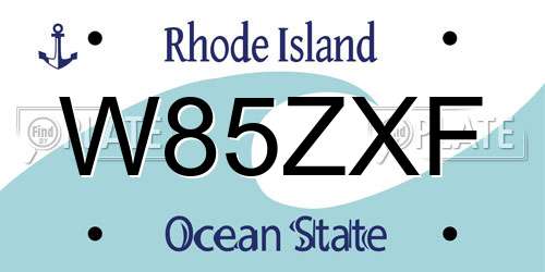 W85ZXF Rhode Island License Plate