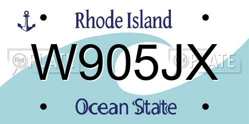 W905JX Rhode Island License Plate