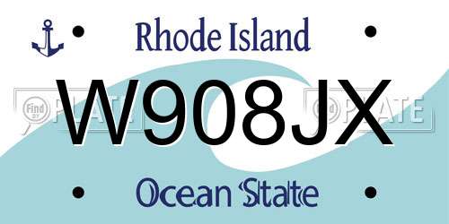 W908JX Rhode Island License Plate