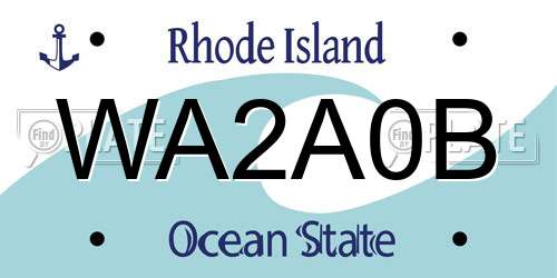 WA2A0B Rhode Island License Plate