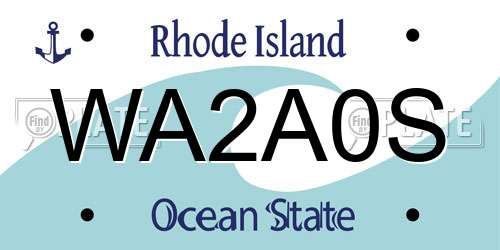 WA2A0S Rhode Island License Plate