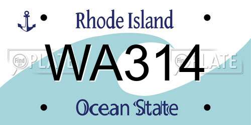 WA314 Rhode Island License Plate