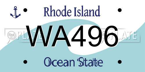 WA496 Rhode Island License Plate