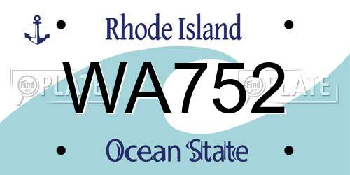 WA752 Rhode Island License Plate
