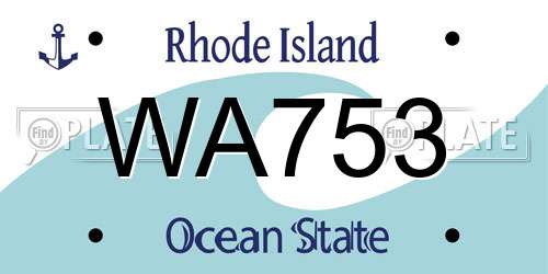 WA753 Rhode Island License Plate