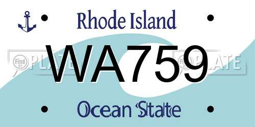 WA759 Rhode Island License Plate