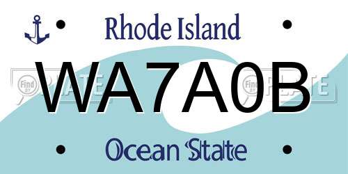 WA7A0B Rhode Island License Plate