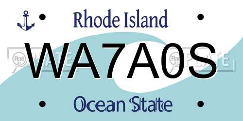 WA7A0S Rhode Island License Plate