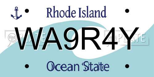 WA9R4Y Rhode Island License Plate
